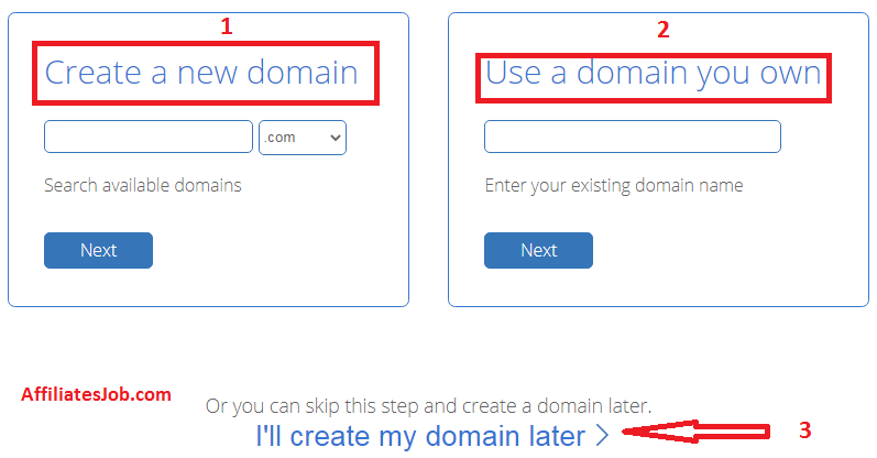 Chose domain name on bluehost