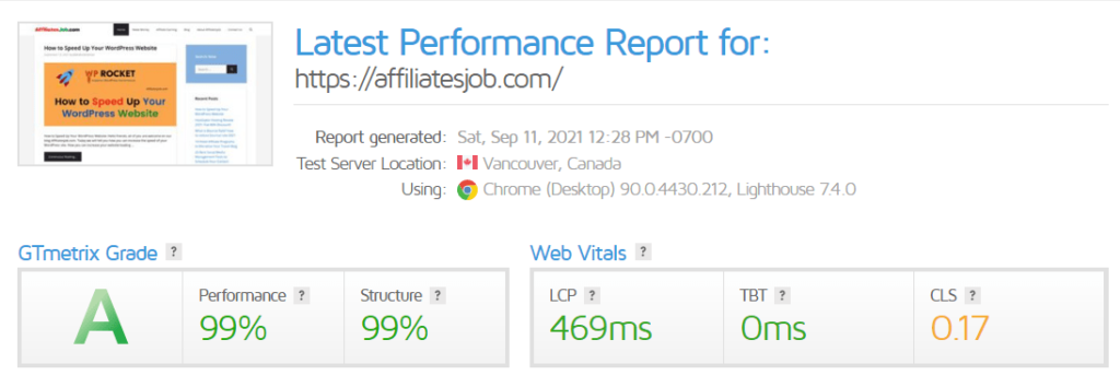 GT matrix performance for speed up your WordPress Website